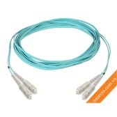 2105027-3 Fiber Optic Patch Cord, OM3, LC to LC duplex, 1.8 mm LSZH & OFNR, 3 m, aqua